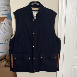 XL, Orvis Wool and Leather Vest, Navy